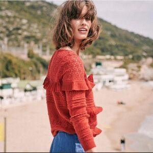 Sezane Red Crew Neck Sweater